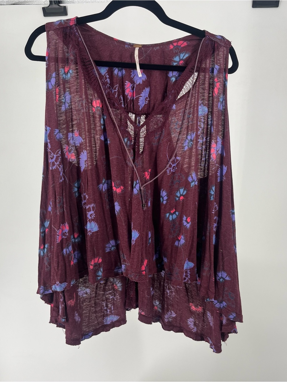 Free People Plum Floral Sheer Sleeveless Tunic